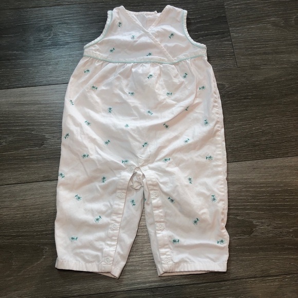Jamie And Jack Jumpsuit Romper White Teal Floral Baby Girl Size 6-12 Months - Picture 2 of 9